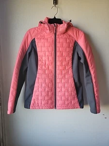 Womens Lightweight Free Tech Light Pink Puffer Jacket Size Small With Hood - Picture 1 of 20