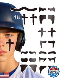 48 Paia Adesivi Occhi Neri, Strisce Occhi Sportive Baseball Calcio Softball Fac - Foto 1 di 5