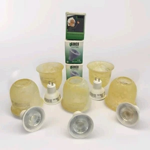Set of 5 Marble Swirl Alabaster Frosted Glass Shades and 8 LED Bulbs Included - Picture 1 of 10