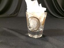 Vintage Shot Glass Gold & White Leaves Collectible 2-1/4"
