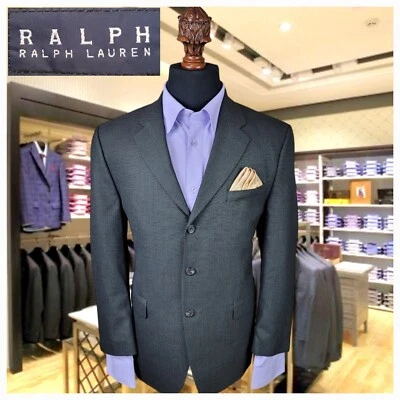 Blazer de lana RRL Ralph Lauren oliva ojo de pájaro para hombre 42R botón traje deportivo abrigo Foto 1 de 4