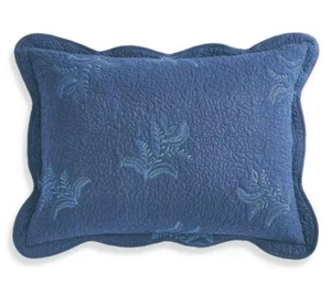 MARTHA STEWART STENCILED LEAVES EMBROIDERY2pc NAVY STAND SHAM SET NAVY NIP  $120 - Picture 1 of 8