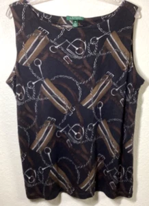 Lauren Ralph Lauren Blouse Women's 2X Equestrian Horse Tack Silk & Wool - Picture 1 of 4