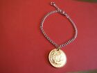 Half Penny Coin - Silver & Bronze Pendant Bracelet - Curb Chain - 1937 To 1967 
