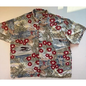 Vintage Big Dogs Hawaiian Shirt 5X Seaplane Tropical Button Up Short Sleeve Men - Picture 1 of 15