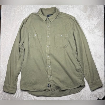 Onia Men’s Liam Cotton Green Button Front Casual Work Shirt Size Large Foto 1 de 4