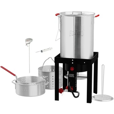 30 Qt Turkey Fryer with Basket & 10QT Fish Fryer Kit, 50,000 BTU Outdoor Prop... - Image 1 of 4