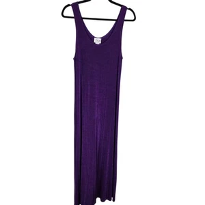Jostar Maxi Tank Dress Stretch Slinky Travel Knit Purple Sz L Minimalist Classic - Picture 1 of 8