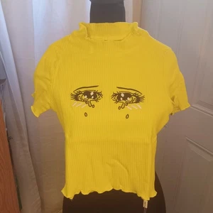 malianna Women Eyes Embroidery T-Shirt Harajuku Kawaii Short Sleeve Crop Tee - Picture 1 of 7