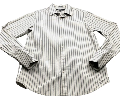 Sean John Mens Shirt Sz L Gray Stripe Classic Fit Button Up French Cuffs - Image 1 of 4