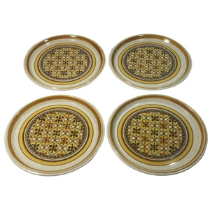 Juego de 4 platos de cena de macramé Mikasa Stone Manor de colección años 70 11" de gres MCM Kitche - Imagen 1 de 5