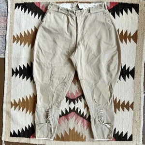 Vintage 1930s Cotton Twill Mule Ear Riding Jodhpurs Trousers Sz 32 - Pools - Picture 1 of 16