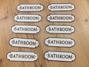 10 CAST IRON BATHROOM Signs Cast Iron Door Resale *PAINT DEFECTS* Flea Market - Picture 1 of 11