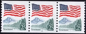 Scott #2280a Flag Yosemite Plate # Coil (PNC3) of 3 Stamps P#10 EFO Color bleed - Picture 1 of 2