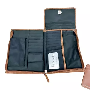 Tignanello Brown Leather Padfolio Organizer Briefcase Clutch Lots of Storage Bag - Picture 1 of 13