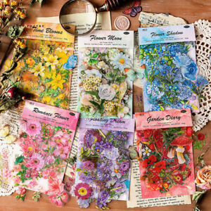 100 pièces autocollants plantes à fleurs papier washi scrapbooking journal à faire soi-même décoration