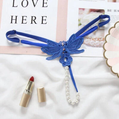 Sexy Mujeres Encaje Perla Tanga Tanga Bragas Lencería Ropa Interior Entrepierna T-back Foto 1 de 4