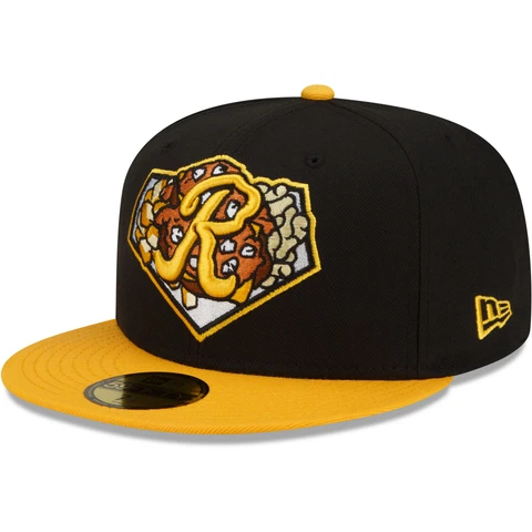 Men's New Era Black/Gold Rochester Red Wings Theme Night 59FIFTY Fitted Hat Cover