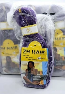 ZH Hair 26" lila/weiß 100% Synthetik Locs Häkelhaar 8 Stück - Bild 1 von 6