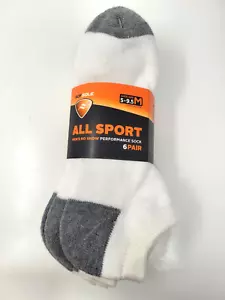 6 Pair Sof Sole All Sport Men's No Show Performance Sock Size Medium White/Grey - Picture 1 of 4