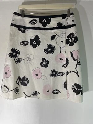 womens John Rocha Size Uk 12 Ivory Black Flower Knee Length Stretch A Line skirt - Image 1 of 4
