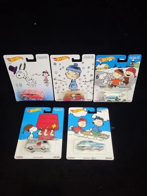 5 Hot Wheels Peanuts Real Riders Charlie Brown Snoopy Charles Schulz Linus TF - Image 1 of 4