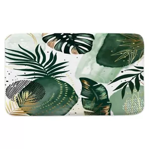 Leaf Green Mat Soft Foam for Bath Indoor Absorbent Kitchen Rugs Washable Mats - Picture 1 of 8