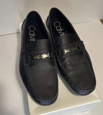Calvin Klein Magnus Black US 11M Driver Leather Slip On Loafer Shoe 34F1517 - Image 1 of 4