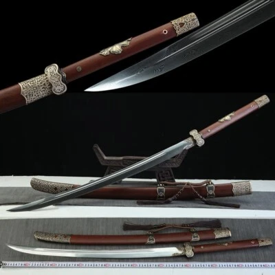 Sable de batalla espada espada afilada mano/hoja de acero Damasco forjado espiga completa Foto 1 de 4
