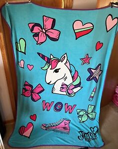 JOJO SIWA 62X90 Plush Blanket~Unicorns, Bows, Hearts, Shoes