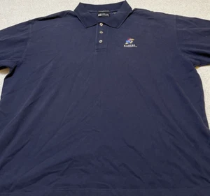VINTAGE Kansas Jayhawks Flex Action Polo Shirt Men XXL Navy Blue Chest Logo Prep - Picture 1 of 14