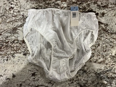 NWT True Vintage Warners Bright Stripes Hi-Cut Briefs White Striped Size 6 - Image 1 of 2