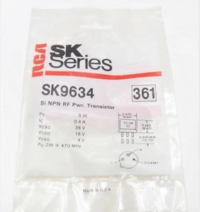 RCA SK9634 - Silicon NPN Transistor - 2W RF Power Output @ 512MHz, NOS NTE361 - Picture 1 of 1