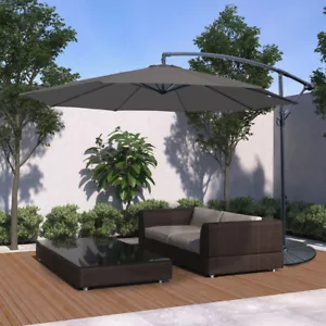 More details for 3m banana parasol sun shade patio hanging umbrella cantilever garden grey