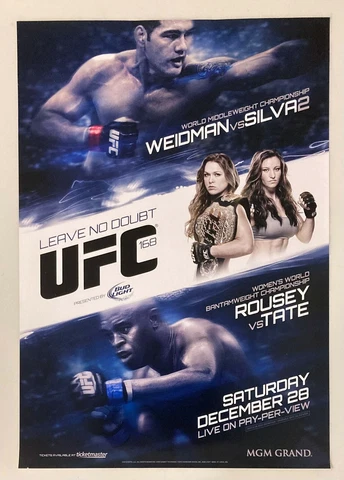 UFC 168 Event Poster, Ronda Rousey, Miesha Tate, Chris Weidman, Anderson Silva Cover