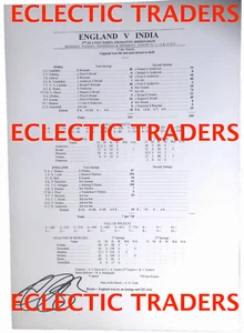 Sir Alastair Cook SIGNED 294 Scorecard v India 2011! Kohli Root Stokes Sachin - Bild 1 von 2