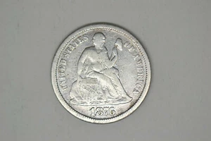 1876-CC Seated Liberty Dime- Lightly Cleaned Extremely Fine.  Rare Date. - Picture 1 of 3