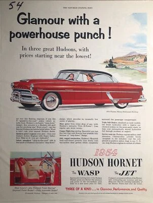1954 Vintage Hudson Ad - Glamour with a powerhouse punch! In three great Hudsons - Image 1 of 2