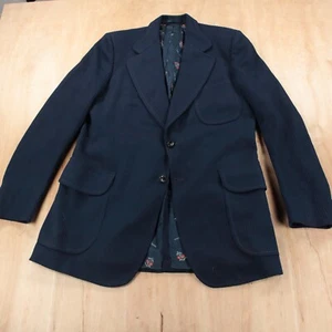 vtg 1971 OLEG CASSINI knit ribbed polyester MEDIUM tall long blazer jacket 70s - Picture 1 of 10