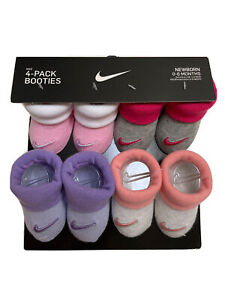 NWT Nike Baby Girl or Boy  Booties Gift Set 4-Pairs, 0-6 Months, Assorted Colors