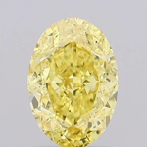 Lab Grown Fancy Vivid Yellow 1.22 Carat VS1 OVAL Cut IGI Certified CVD Diamond - Picture 1 of 12