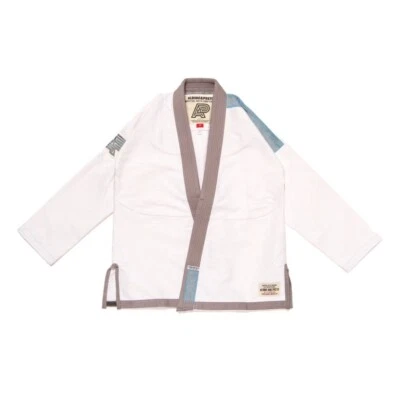 Albino and Preto Batch 7 Grey Skies  White Jiu-Jitsu Uniform With Bag 450 GSM - Image 1 of 4