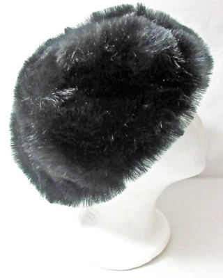 Vintage Women's Winter Hat Black Faux Fur Med 22" Size Unbranded - Image 1 of 4