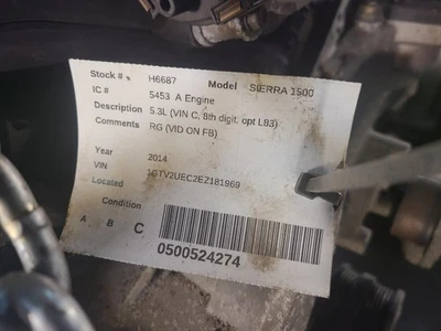 Used Engine Assembly fits: 2014 Gmc Sierra 1500 pickup 5.3L opt L83 Gra - Изображение 1 из 4
