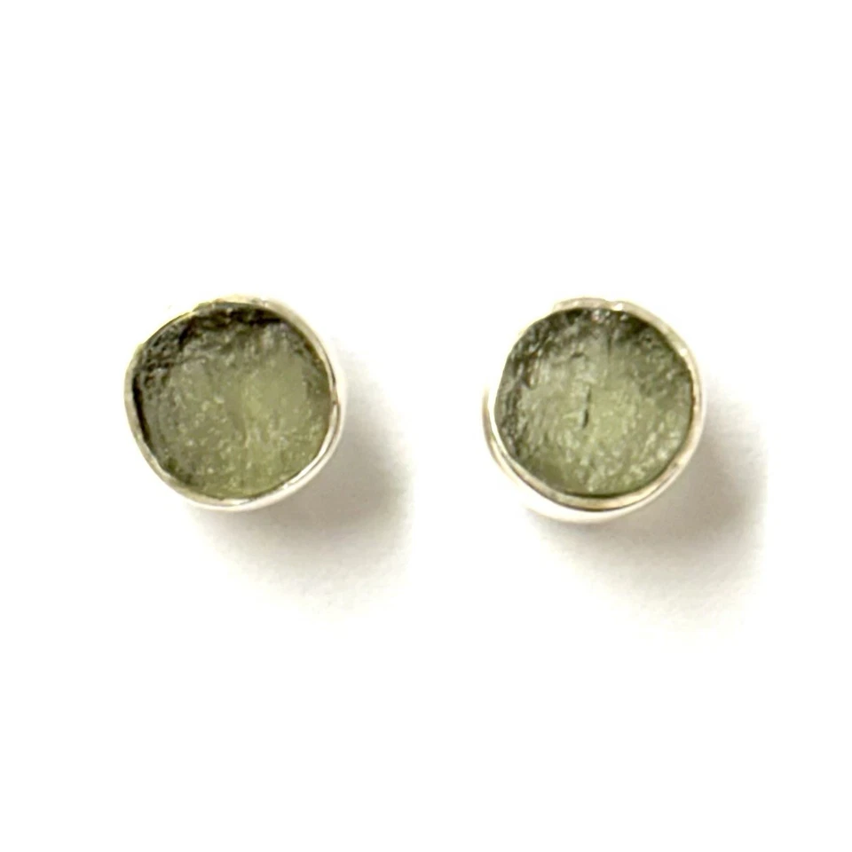 Pendientes de moldavita genuina y plata de ley 925 Foto 1 de 1