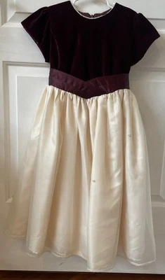 Vestido Sugar Ciruela Terciopelo Tul Niña Borgoña Rojo Crema Flor Niña Navidad 7 Foto 1 de 4