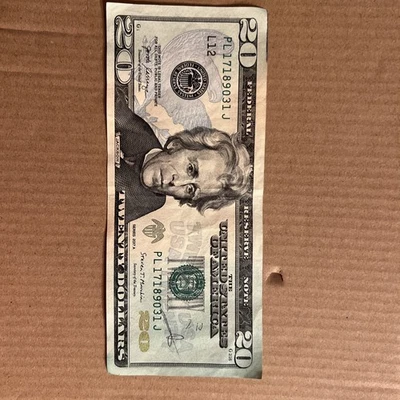 2017-A Series $20 Dollar Bill Note with Rare Extra green   Ink Errors- Unique! - Image 1 of 4