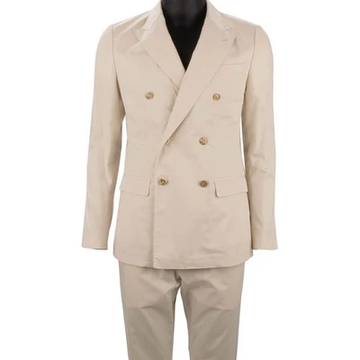 Dolce & Gabbana двубортный хлопок шелк костюм TAORMINA куртка кремовый белый - Изображение 1 из 4