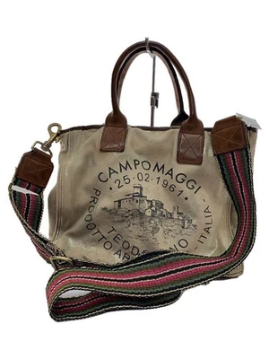 Bolso de Mano Campomaggicrocus 2 Vías Estampado de Lámina Beige Lona Shopper Elegante Todos los Días Foto 1 de 4