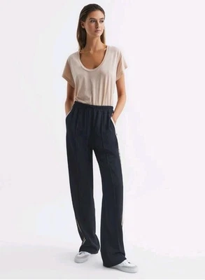 Reiss Odell Petite Wide Leg Pull-On Trousers, Navy - Size 14 - Image 1 of 4